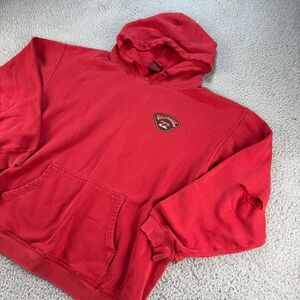 Vintage Billabong Hoodie Mens Large Red Thrashed 90s Y2K Skate Surf Wear Logo